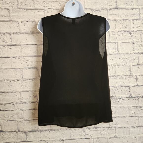 🌼Shein Top Womens Size 8/10 Black Sleeveless V Neck - Picture 2 of 13